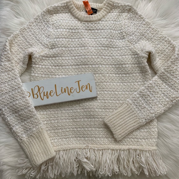 Topshop Fringe Hem Knit Sweater - Picture 2 of 6